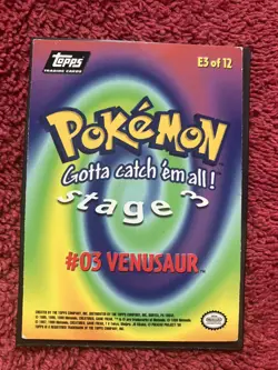1999 Topps Pokemon Movie Animation Edition Evolution Venusaur #E3 - Image 2