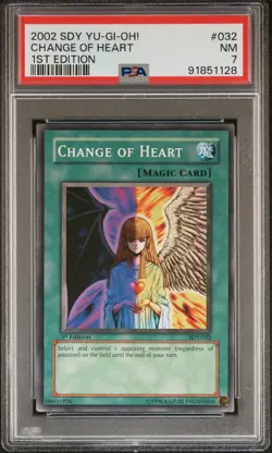 2002 YU-GI-OH! STARTER DECK: YUGI 1ST ED #032 CHANGE OF HEART PSA 7 - Image 1