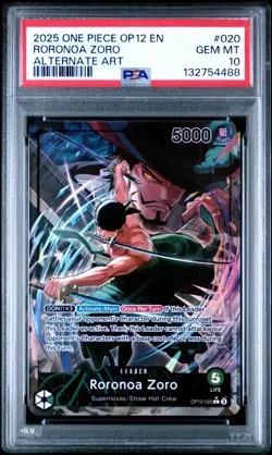 2025 ONE PIECE OP12-LEGACY OF THE MASTER ALTERNATE ART #020 RORONOA ZORO PSA 10 - Image 1
