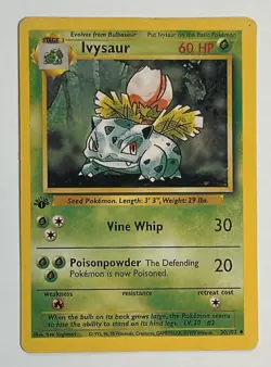 Ivysaur 30/102 - 1st Edition Base Set 1999 Pokemon Card WOTC VG Condition - Image 1