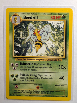 1999 Pokemon TCG Base Set Beedrill #17/102 Rare Unlimited Non-Holo Card MP - Image 1