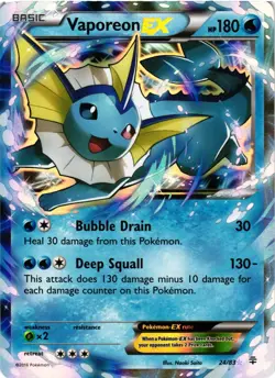 Pokemon TCG Vaporeon EX Holo Ultra Rare Card Generations 24/83 LP - Image 1