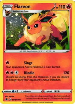 Pokemon TCG Flareon SWSH041 with SWIRL SWSH: Sword & Shield Promo Cards Holo LP - Image 1