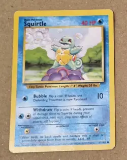 Pokemon Squirtle Card Base Set, Common, 63/102 - Image 1