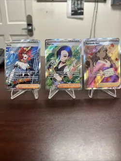 Perrin Mela and Furisode Girl All Near Mint Trainer Cards Pokemon TCG - Image 1