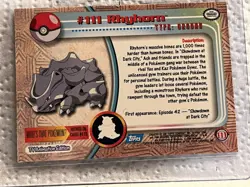 2000 Pokemon TV Animation Edition - Holo Foil card 111 Rhyhorn - Image 2