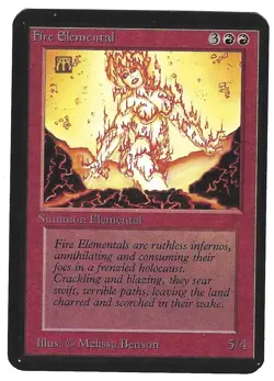 MTG Fire Elemental Alpha -Red Creature- miscut -art by Melissa Benson Magic - Image 1