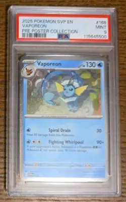 2025 POKEMON BSP - SVP EN #168 VAPOREON PRISMATIC POSTER COLLECTION PSA 9 - Image 1