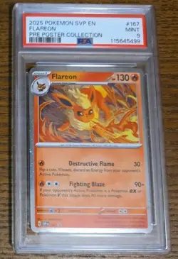 2025 POKEMON BSP - SVP EN #167 FLAREON PRISMATIC POSTER COLLECTION PSA 9 - Image 1