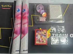 Pokemon Lot - 2 Mew 151 Playmats & Coin Deck Box & Charizard Sleeves Metal Coins - Image 1