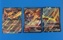 3 x Stamped Pokemon TCG Team Rocket's Moltres ex Destined Rivals UPC Promo Cards - Image 1