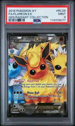 2016 POKEMON XY GENERATIONS RADIANT COLLECTION RC28 FLAREON EX FULL ART PSA 9 - Image 1