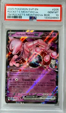 PSA GM 10 POKEMON “MEWTWO ex Box” #205 SVP EN Team Rocket *PSA GEM MINT 10* - Image 3