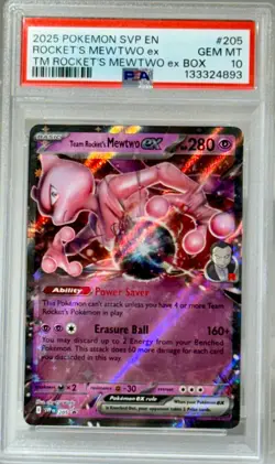 PSA GM 10 POKEMON “MEWTWO ex Box” #205 SVP EN Team Rocket *PSA GEM MINT 10* - Image 4