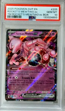 PSA GM 10 POKEMON “MEWTWO ex Box” #205 SVP EN Team Rocket *PSA GEM MINT 10* - Image 5