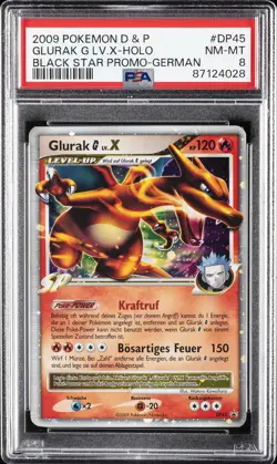 2009 POKEMON DIAMOND & PEARL BLACK STAR PROMO GERMAN GLURAK G LV.X-HOLO PSA 8 - Image 1
