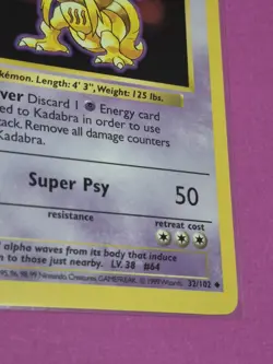 Pokemon Cards 1st Edition Shadowless Kadabra 32/102 Base Set NM - Image 5