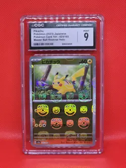 CGC 9 Pikachu Master Ball Reverse Holo 25 Japanese Pokemon Card 151 LABEL ERROR - Image 1