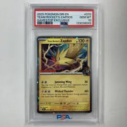TEAM ROCKET'S ZAPDOS 2025 POKEMON DRI EN #070 GAMESTOP EXCLUSIVE PSA 10 - Image 1