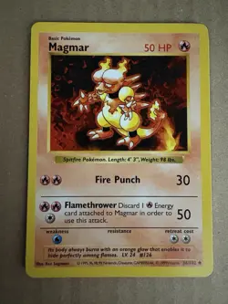 Pokemon - Base Set Shadowless - Magmar 36/102 - Uncommon LP - Image 1