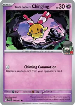 Pokemon Team Rocket's Chingling - 085/182 - Common - Reverse Holo NM-Mint Destin - Image 1