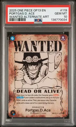 2025 ONE PIECE CARRYING ON HIS WILL WANTED ALT ART PORTGAS D. ACE PSA 10 - Image 1