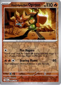 Hearthflame Mask Ogerpon Reverse Holo SV10: Destined Rivals 044/182 Pokemon Card - Image 1