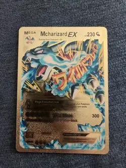Mcharizard EX Gold Foil Fan Art Textured Collector Pokemon Card HP230 - Image 1