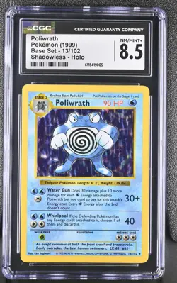 CGC 8.5 Poliwrath 1999 Base Set 13/102 Shadowless Holo Pokemon Card - Image 1