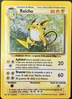 Raichu 14/102 SPANISH Base Set Holo Rare Pokemon Card LP - Image 1