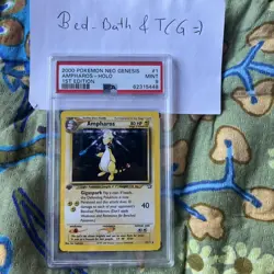 1ST EDITION POKEMON 2000 NEO GENESIS AMPHAROS HOLO 1/111 PSA 9 - Image 1