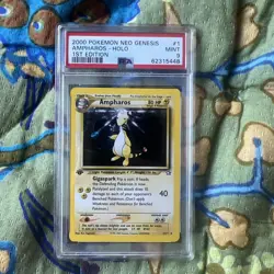 1ST EDITION POKEMON 2000 NEO GENESIS AMPHAROS HOLO 1/111 PSA 9 - Image 2
