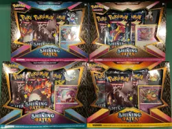 NEW Pokemon TCG: Complete Set of 4 Shining Fates Mad Party Pin Collections - Image 1