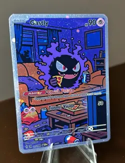 Pokemon TCG Gastly 😈 Custom Made - Fan Art Card, Cosmos Holo “Pizza Gastly” - Image 2