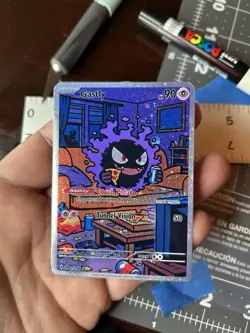 Pokemon TCG Gastly 😈 Custom Made - Fan Art Card, Cosmos Holo “Pizza Gastly” - Image 4