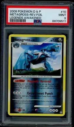 2008 Pokemon Diamond & Pearl Legends Awakened Metagross #10 Reverse Holo PSA 9 - Image 1