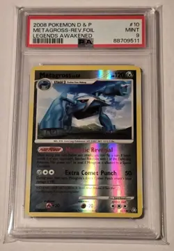 2008 Pokemon Diamond & Pearl Legends Awakened Metagross #10 Reverse Holo PSA 9 - Image 2
