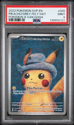 2023 POKEMON SVP EN-SV BLACK STAR PROMO #085 PIKACHU WITH GREY FELT HAT PSA 9 - Image 1