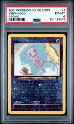 2001 POKEMON SOUTHERN ISLANDS PROMO #1 MEW-HOLO PSA 6 - Image 1