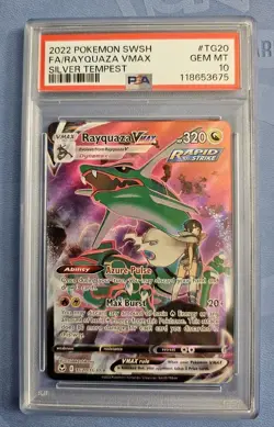 Pokemon TCG Sword & Shield Silver Tempest Rayquaza VMAX TG20/TG30 PSA 10 - Image 1