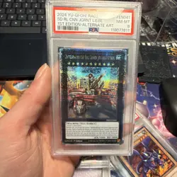 YuGiOh Juggernaut Liebe Alt Art 1st Ed QC Secret Rare PSA 8 Graded Slab QCR - Image 1