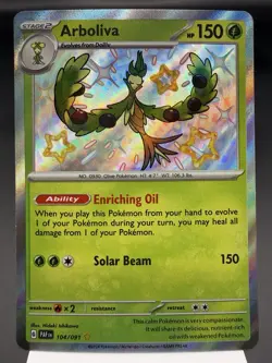 Arboliva 104/091 - Shiny Holo Rare - Paldean Fates Pokemon Card MINT - Image 1