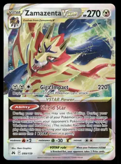 Pokemon Cards Zamazenta VSTAR 099/159 Crown Zenith Holo Rare VSTAR NM - Image 1