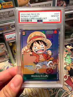 Monkey D. Luffy P-037 PR RARE Gen Con Foil 2023 One Piece Card English PSA 10 - Image 1