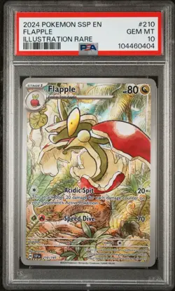 2024 POKEMON SSP EN-SURGING SPARKS ILLUSTRATION RARE #210 FLAPPLE PSA 10 Card - Image 1
