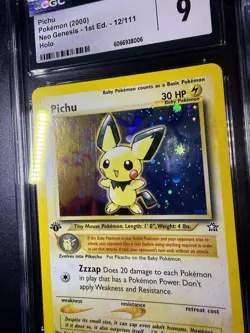 [ CGC 9 ] 1st Edition Pichu Neo Genesis 12/111 English Rare Holo Pokemon Card - Image 2