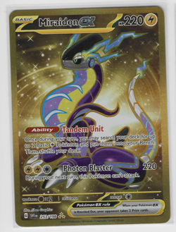 Miraidon ex 253/198 Scarlet & Violet Gold Full Art Holo Rare Pokemon Card NM - Image 1