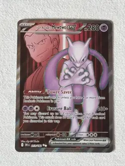 Pokemon TCG Destined Rivals Team Rockets Mewtwo EX Ultra Rare Card 213/182 - Image 1