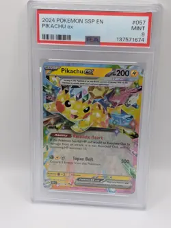 Pokemon TCG Pikachu EX Double Rare Holo Card 057/191 Surging Sparks PSA 9 Mint - Image 2