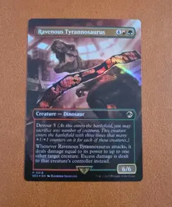 NM FOIL Borderless Ravenous Tyrannosaurus #0018 REX Jurassic World - Image 1